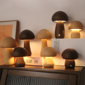 Whimsical Wooden Mushroom LED Night Light: A Delightful Touch-Switch Bedside Lamp for Cozy Bedroom and Children's Room Decor - Image 4