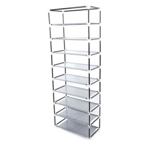 USA Stock 10-Layer 9-Grid Non-Woven Fabric Shoe Cabinet – Fashionable, Space-Saving Shoe Rack in Gray - Image 7