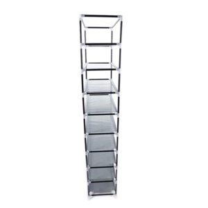 USA Stock 10-Layer 9-Grid Non-Woven Fabric Shoe Cabinet – Fashionable, Space-Saving Shoe Rack in Gray - Image 6